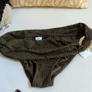 Trina Turk Dark Green Lace Bikini Bottom